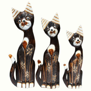 GATTI  LEGNO SCURO E ORECCHIE BIANCHE ( CM 30-35-40 )