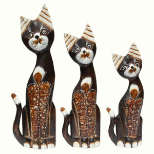 GATTI  LEGNO SCURO E ORECCHIE BIANCHE ( CM 30-35-40 )