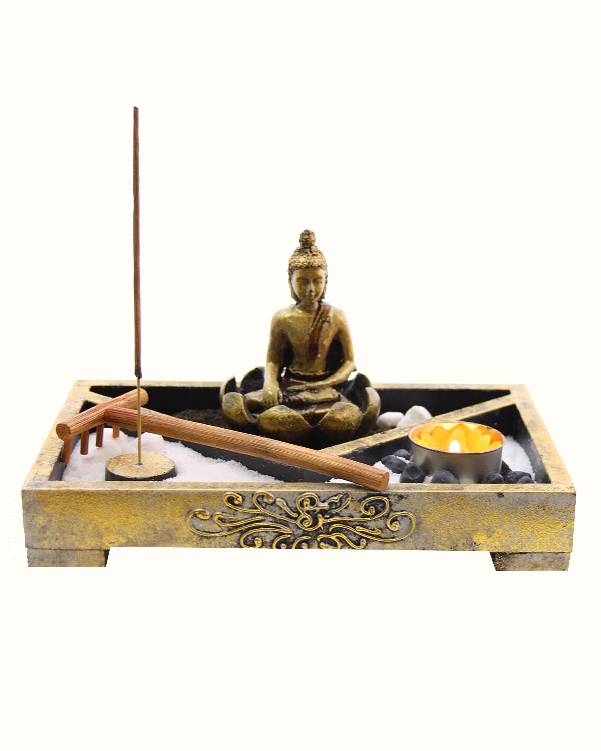 7775 GIARDINO ZEN DECAPATO CON ORO E DIVINITA' RETTANGOLARE