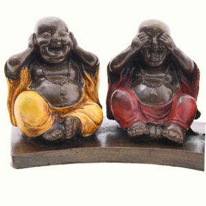 BUDDHA CINESE IN RESINA DIPINTA NON VEDO NON SENTO NON PARLO