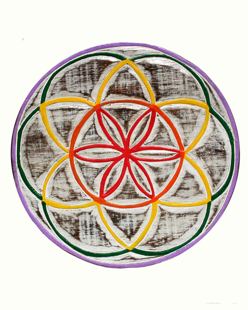 PANNELLO TONDO CON MANDALE FIORE DELLA VITA (cm 25) Gioia d'Oriente