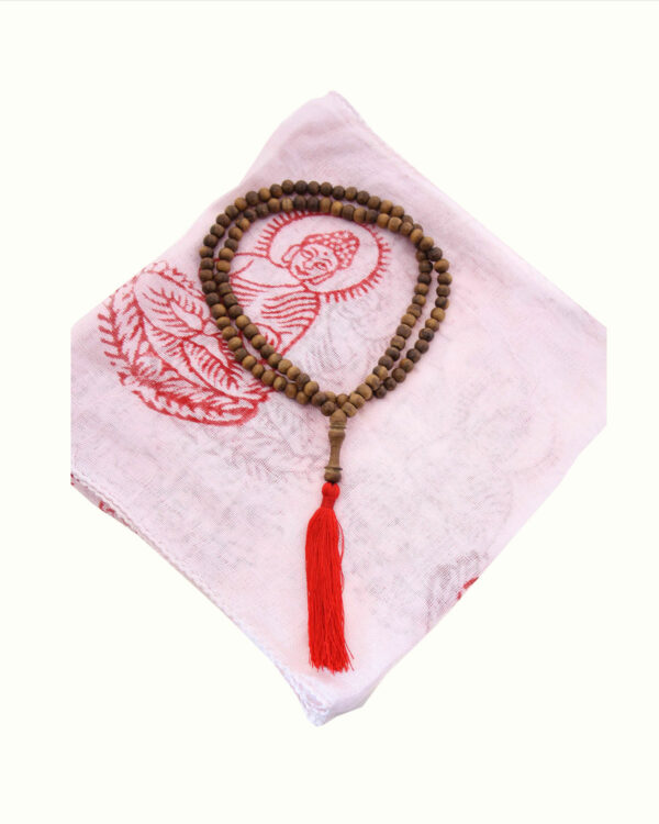 COLLANA MALA BUDDHISTA IN LEGNO PREGIATO