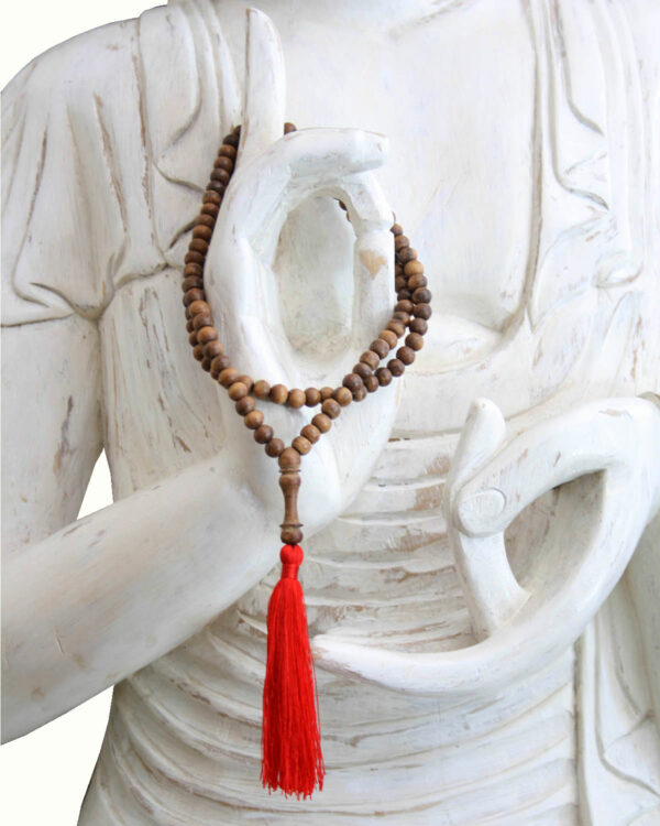 COLLANA MALA BUDDHISTA IN LEGNO PREGIATO