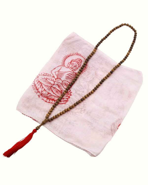 COLLANA MALA BUDDHISTA IN LEGNO PREGIATO