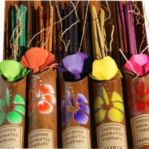 INCENSI IN CONFEZIONE REGALO NEL BAMBOO CON FIORE (conf 5 pz)
