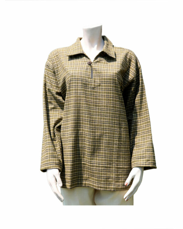 CAMICIA IN FLANELLA CON COLLETTO E BOTTONE