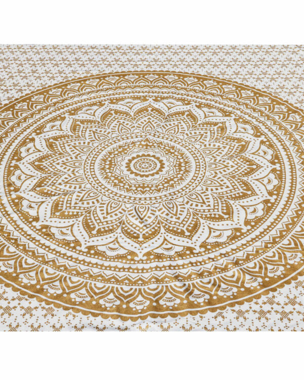 COPRILETTO MATRIMONIALE MANDALA BIANCO CON ORO O ARGENTO