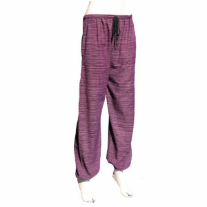 PANTALONI ZUAVA IN COTONE RIGHINA CON LACCETTO ED ELASTICO