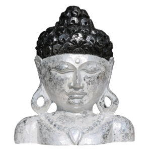 BUDDHA IN LEGNO DIPINTO MEZZO BUSTO CM 30