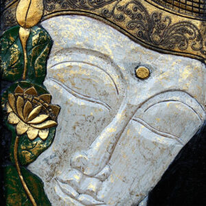 PANNELLO VISO DEL BUDDHA CON FIORI (CM 40 X 70)