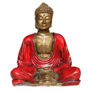 BUDDHA IN RESINA DIPINTA MEDITAZIONE CM 15