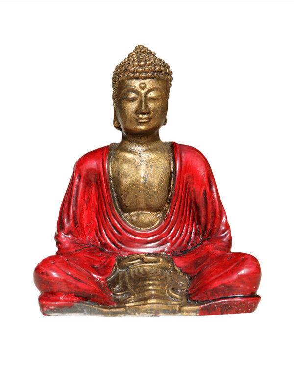 BUDDHA IN RESINA DIPINTA MEDITAZIONE CM 15