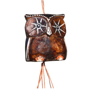 WINDCHIME IN LEGNO E ALLUMINIO CON CIVETTA OCCHIONI