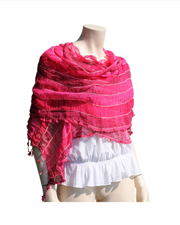 SCIARPINA IN COTONE ONDULATA FUCSIA
