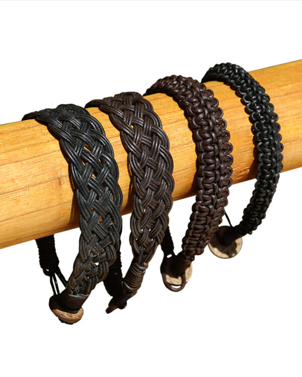 BRACCIALETTI IN CUOIO E CUOIO CON CANAPA INTRECCIATI