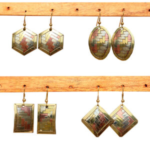 ORECCHINI IN OTTONE DECORATI ORO RAME E ARGENTO