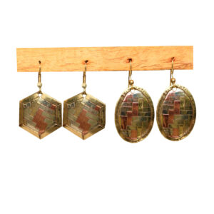 ORECCHINI IN OTTONE DECORATI ORO RAME E ARGENTO