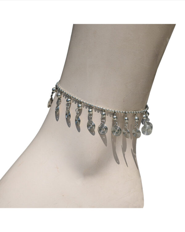 CAVIGLIERE IN WHITE METAL CON SPIRALE O FOGLIE