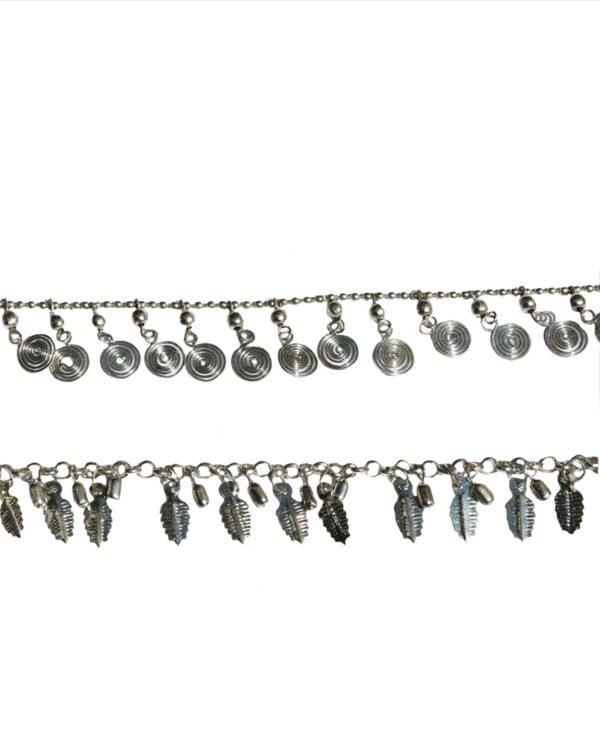 CAVIGLIERE IN WHITE METAL CON SPIRALE O FOGLIE