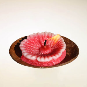 CANDELE FIORE SU PIATTINO DI COCCO