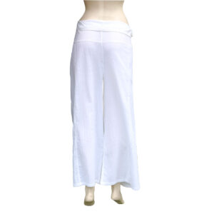 PANTALONI IN PURO COTONE BIANCHI STILE THAI PER YOGA E TAI CHI
