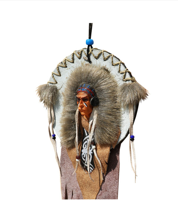 VISO CON COPRICAPO INDIANI  D'AMERICA IN PELLE CON PIUMAGGI