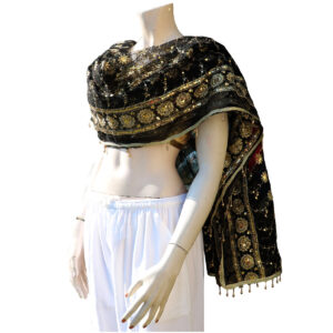 DUPATTA CON RICAMI IN BROCCATO DORATI