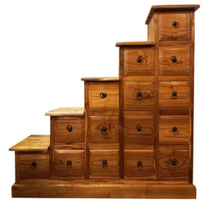 CASSETTIERA A SCALETTA IN  LEGNO DI TEAK CHIARO