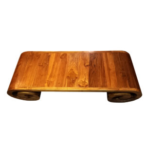 TAVOLINO BASSO IN LEGNO DI TEAK CON SPIRALI