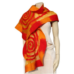 SCIARPA IN LANA COTTA CON TULLE  DI SETA