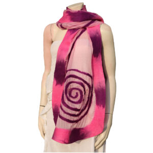 SCIARPA IN LANA COTTA CON TULLE  DI SETA