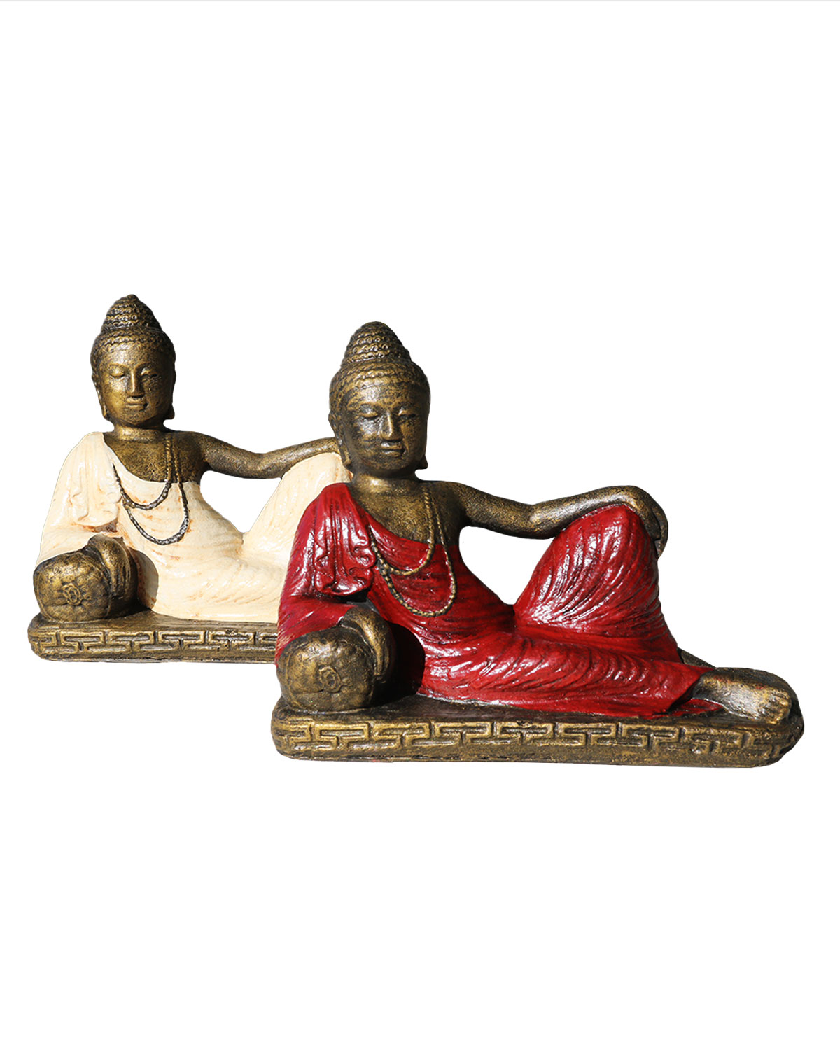 2470 STATUA IN RESINA DIPINTA BUDDHA SUL DIVANO CM 50