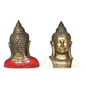 STATUA IN RESINA DIPINTA BUDDHA TIBETANO MEZZO BUSTO CM 25