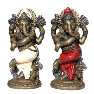 STATUA IN RESINA DIPINTA GANESH DANZANTE CM 55