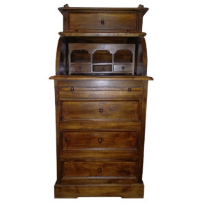 SCRITTOIO CON RIBALTINA IN LEGNO DI TEAK SCURO