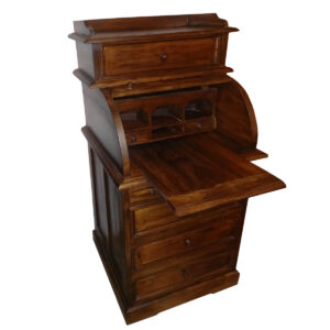 SCRITTOIO CON RIBALTINA IN LEGNO DI TEAK SCURO