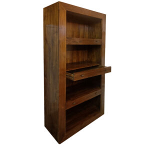 LIBRERIA MASSICCIA IN LEGNO DI  TEAK CON CASSETTI