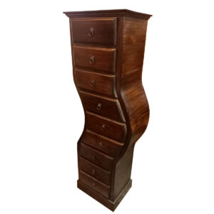 CASSETTIERA SINUOSA STORTA IN TEAK SCURO