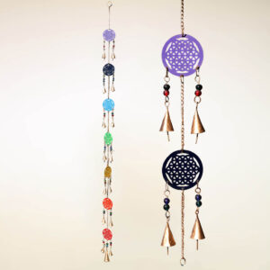 CAMPANA DEL VENTO IN RAME ANTICHIZZATO CASCATA DI MANDALA 7 CHAKRA