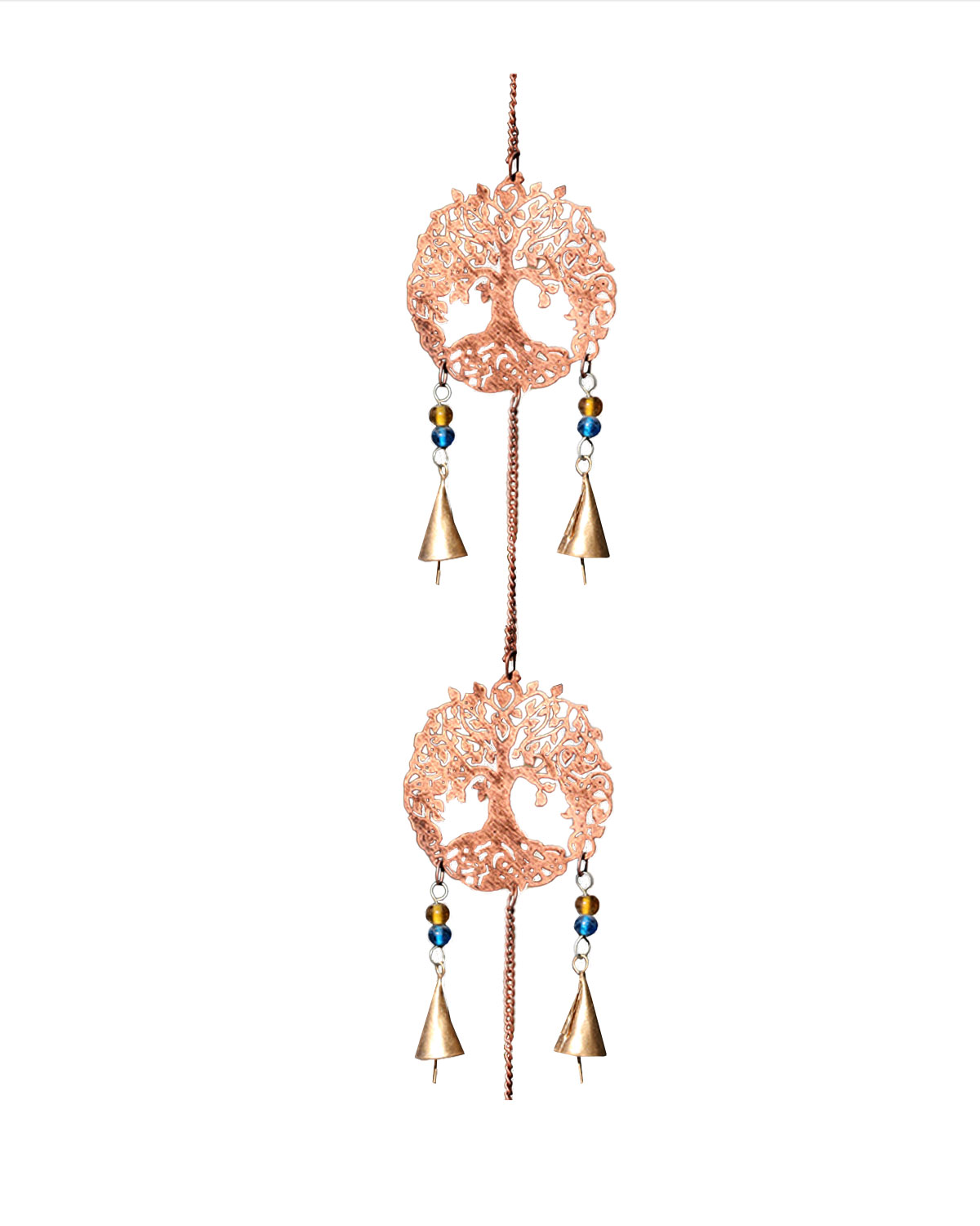 8510_2 CAMPANA DEL VENTO IN RAME ANTICHIZZATO ALBERO DELLA VITA A CASCATA