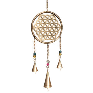 CAMPANA DEL VENTO IN RAME ANTICHIZZATO FIORE DELLA VITA A CASCATA