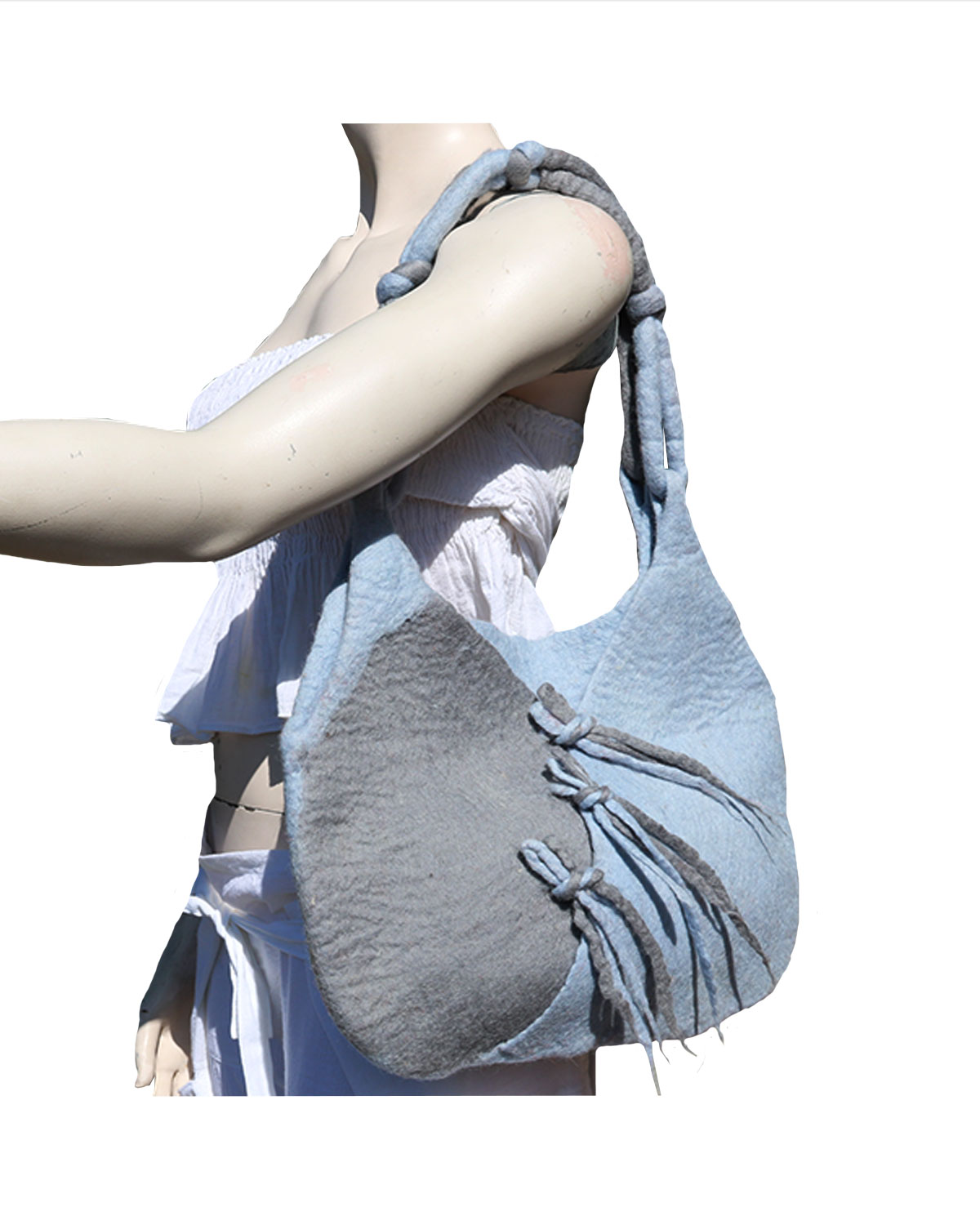 1773_1 BORSA IN LANA COTTA GRANDE 2 COLORI CON INTRECCI