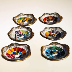 PORTAINCENSI IN TERRACOTTA CON SPECCHIETTI FIORE