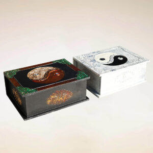 SCATOLA COFANETTO CON TAO ORO O ARGENTO ( CM 25 X 18)