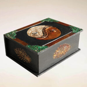 SCATOLA COFANETTO CON TAO ORO O ARGENTO ( CM 25 X 18)