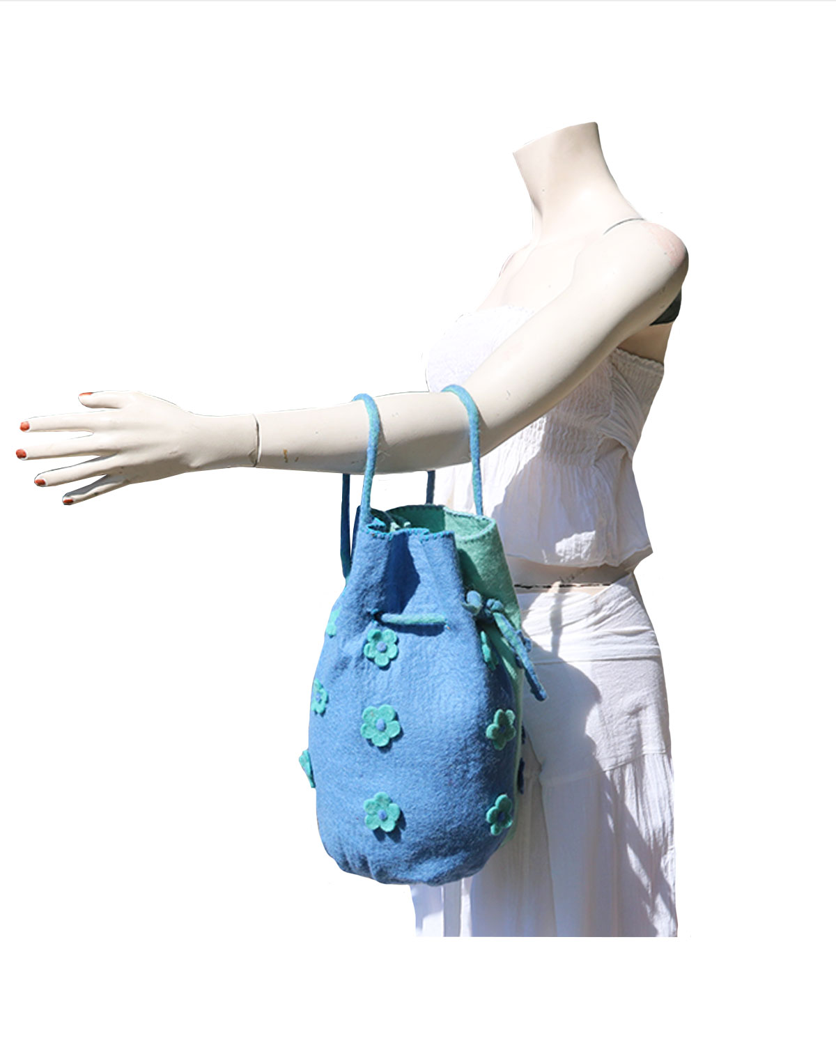 3912 SACCA IN LANA COTTA CON FIORI