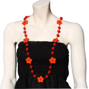 COLLANA IN LANA COTTA CON MARGHERITE UNA FILA