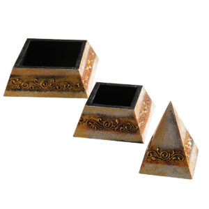 SCATOLA PORTAGIOIE A PIRAMIDE ORO A TRE RIPIANI