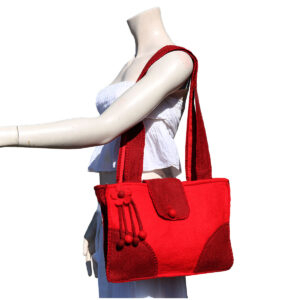 BORSA IN LANA COTTA RETTANGOLARE 2 COLORI CON FIORE