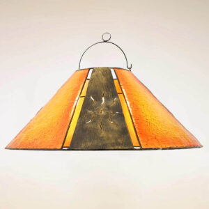 LAMPADARIO IN FIBRA DI VETRO E FERRO A SPICCHI VERTICALI CM 50